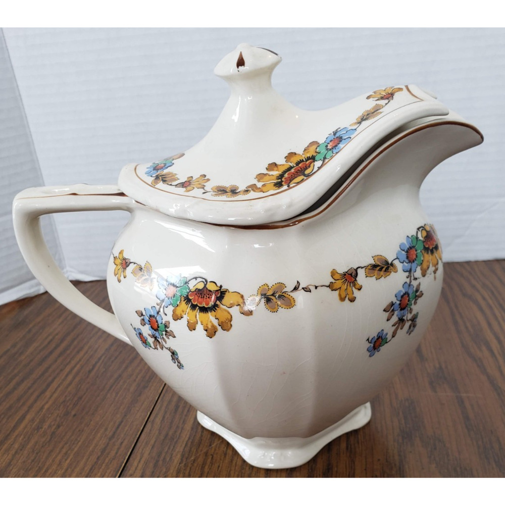 Taylor Smith & Taylor Paramount Ivory Floral Painted 8 Inch Serving Pitcher